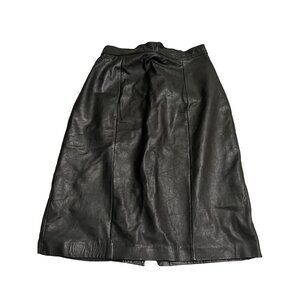 Rafferty Womens Black Genuine Leather Vintage Midi Biker Skirt Sz 9/10